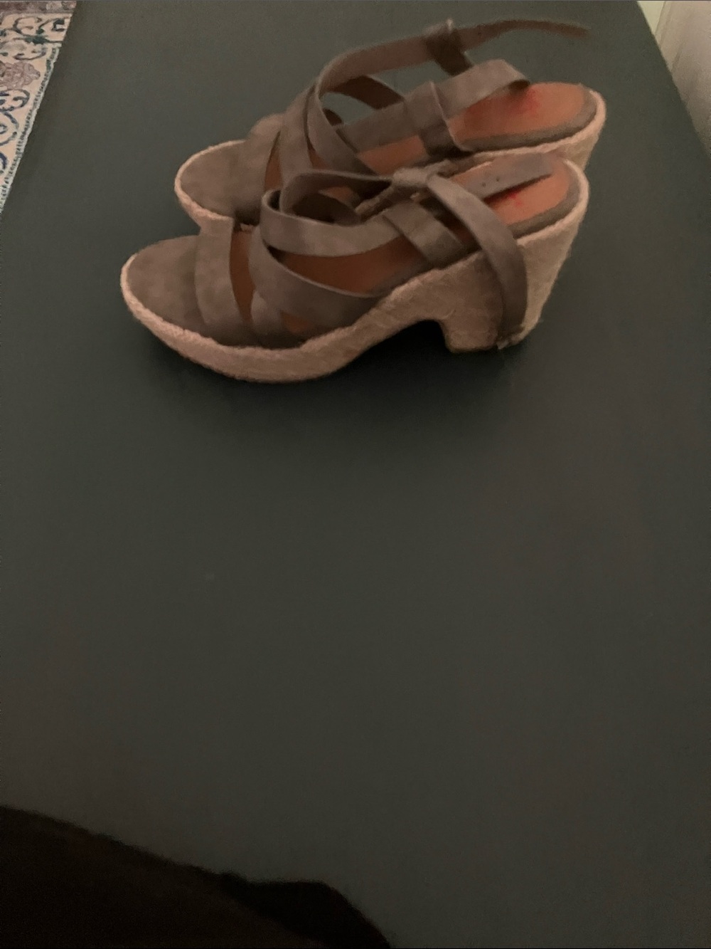 Jellypop Taupe Suede Platform Wedge Sandals